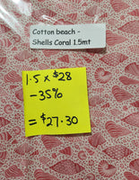 Cotton Beach Shells Coral x 1.5mt