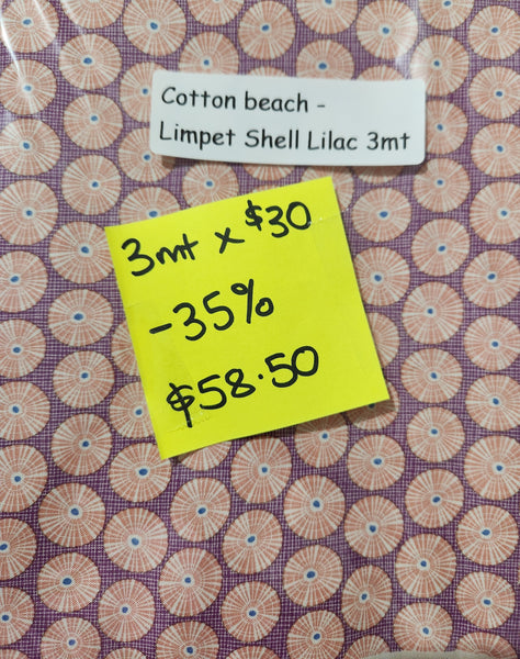 Cotton Beach Limpet Shell Lilac 3mt