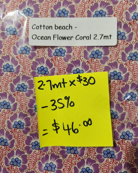 Cotton Beach  Ocean Flower Coral x 2.7mt