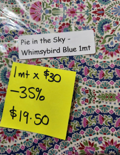 Pie in the Sky Whimsybird Blue x  1mt