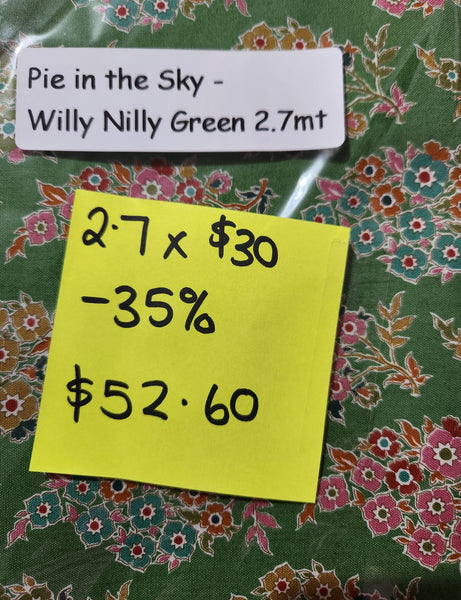 Pie in the Sky Willy Nilly Green x 2.7mt